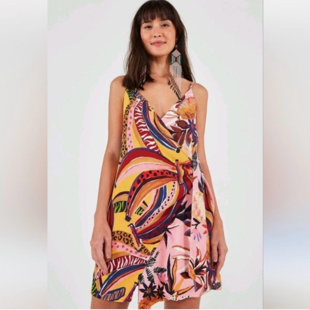 FARM Rio Banana Mix Mini Wrap Dress